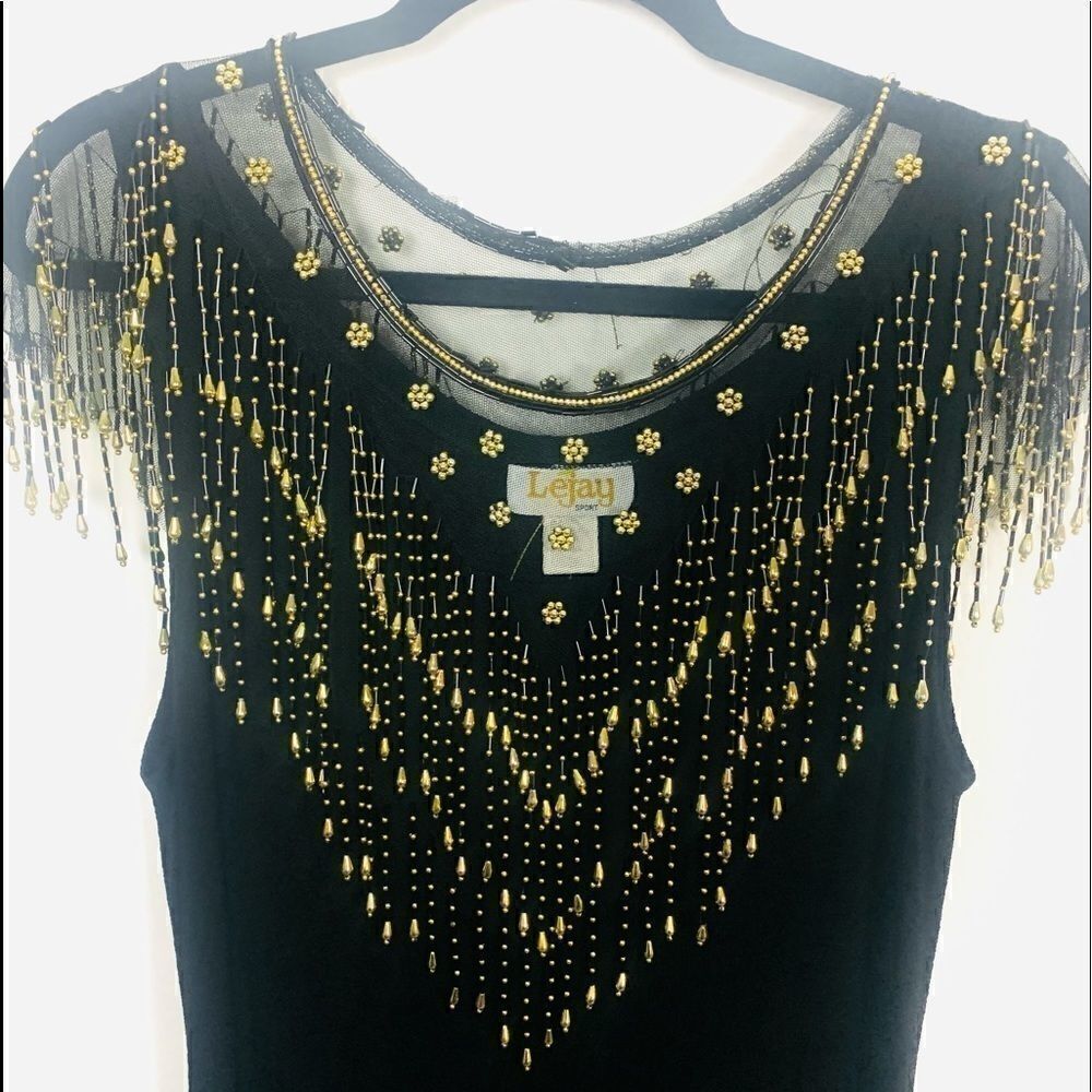 Vintage Beaded Black Long Dress